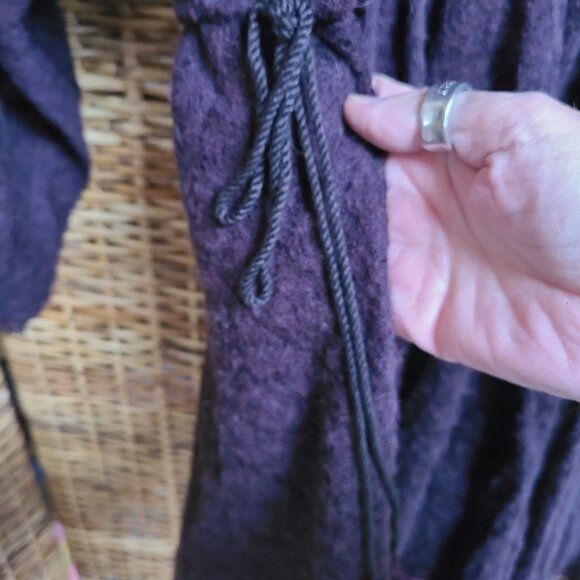 Free People Dress Dark Brown 2 Layer SZ M Dolman Sleeve Drawstring Tassels Urban - Picture 8 of 11